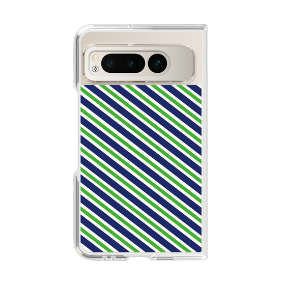 クリアケース［ Small Stripe - Navy × Green ］