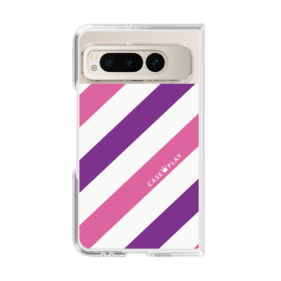 クリアケース［ Big Stripe - Purple × Pink ］