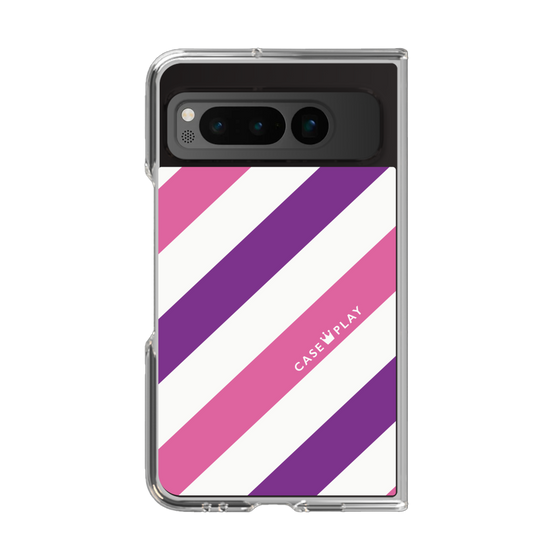 クリアケース［ Big Stripe - Purple × Pink ］