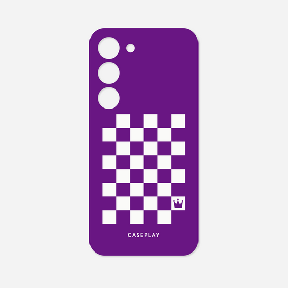 Galaxy 着せ替えプレート［ Racing checkered flag Purple - レーシングチェッカーフラッグ パープル ］