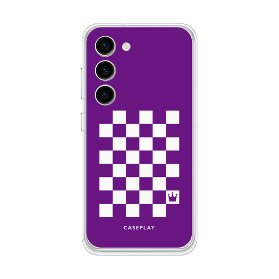 Galaxy 着せ替えプレート［ Racing checkered flag Purple - レーシングチェッカーフラッグ パープル ］