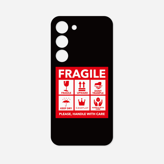 Galaxy 着せ替えプレート［ FRAGILE Sticker - Black ］