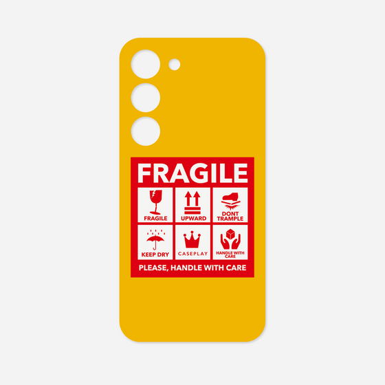 Galaxy 着せ替えプレート［ FRAGILE Sticker - Yellow ］