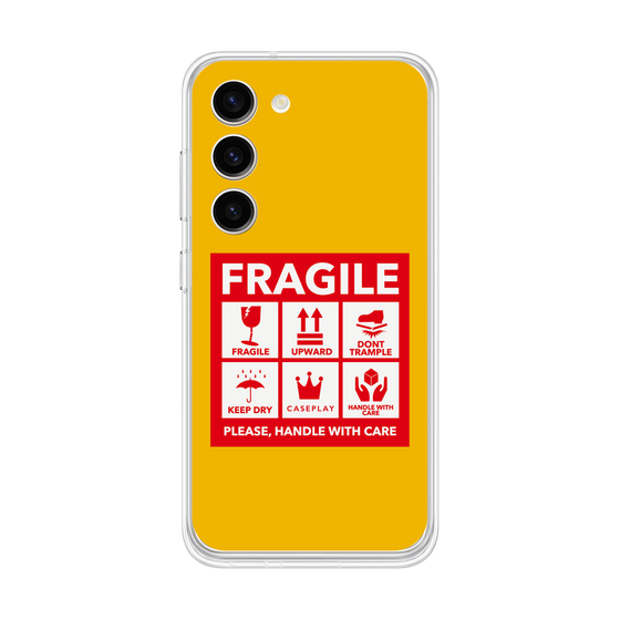 Galaxy 着せ替えプレート［ FRAGILE Sticker - Yellow ］