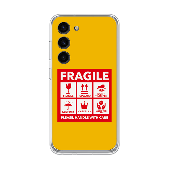 Galaxy 着せ替えプレート［ FRAGILE Sticker - Yellow ］