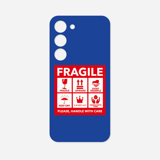 Galaxy 着せ替えプレート［ FRAGILE Sticker - Blue ］