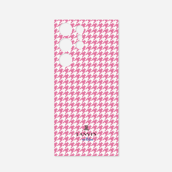 Galaxy 着せ替えプレート［ Houndstooth Pattern Pink with LANVIN en Bleu logo- ランバン 千鳥格子柄 ピンク ］