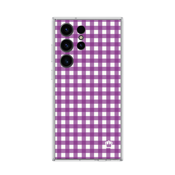 Galaxy 着せ替えプレート［ Checkered Purple - ギンガムチェック パープル ］