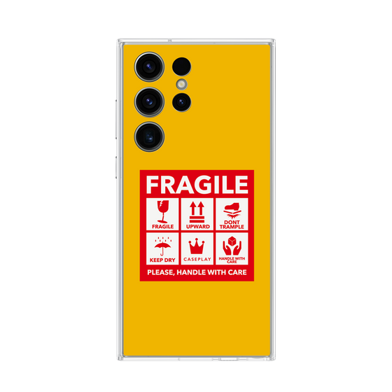 Galaxy 着せ替えプレート［ FRAGILE Sticker - Yellow ］