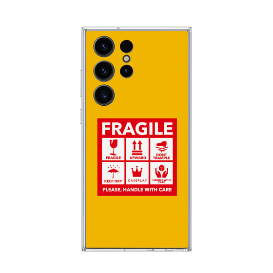 Galaxy 着せ替えプレート［ FRAGILE Sticker - Yellow ］