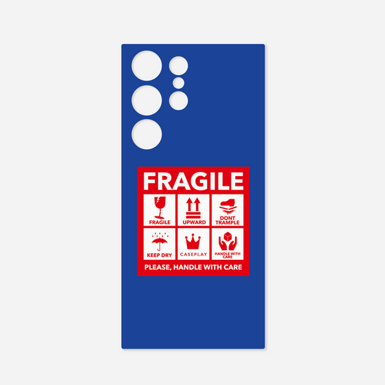 Galaxy 着せ替えプレート［ FRAGILE Sticker - Blue ］