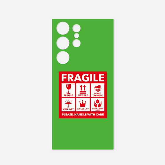 Galaxy 着せ替えプレート［ FRAGILE Sticker - Green ］