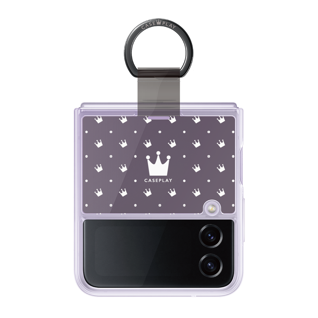 リング付き着せ替えシート［ CASEPLAY Crown dots White - ケース