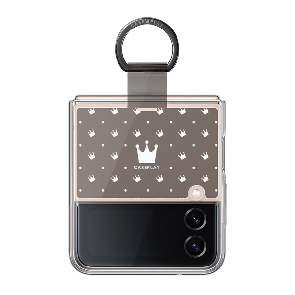 リング付き着せ替えシート［ CASEPLAY Crown dots White - ケースプレイ・クラウン・ドッツ ホワイト ］