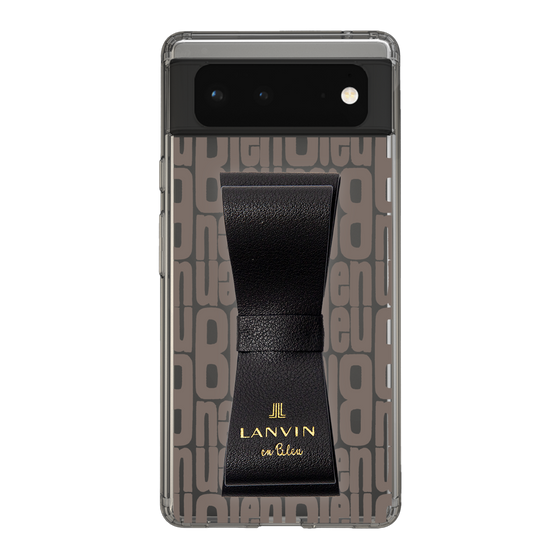 スリムプロテクションケース LANVIN en Bleu - STAND & RING RIBBON Black［ LANVIN en Bleu - Logo Pattern - Black ］