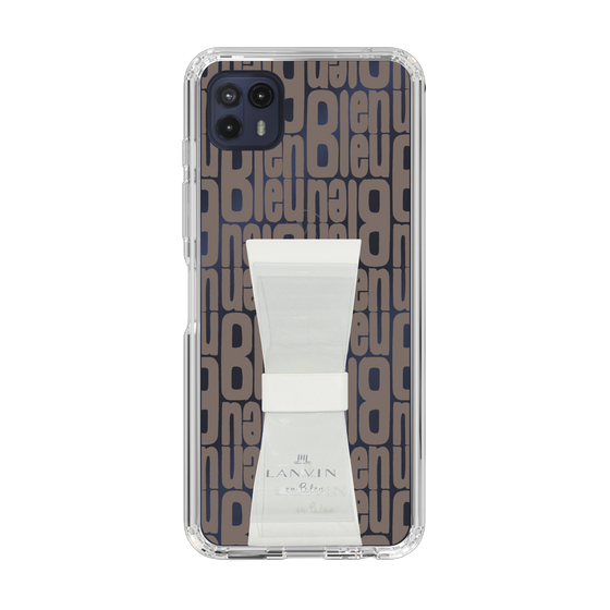 スリムプロテクションケース LANVIN en Bleu - STAND & RING RIBBON Clear［ LANVIN en Bleu - Logo Pattern - Black ］