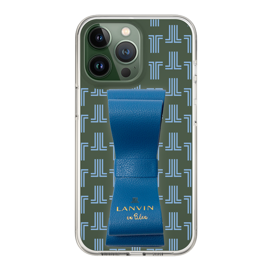 スリムプロテクションケース LANVIN en Bleu - STAND & RING RIBBON Navy［ LANVIN en Bleu - Monogram - Blue ］