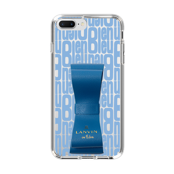 スリムプロテクションケース LANVIN en Bleu - STAND & RING RIBBON Navy［ LANVIN en Bleu - Logo Pattern - Blue ］