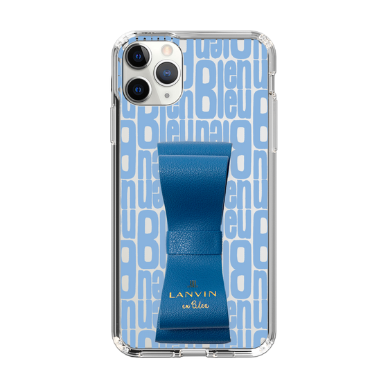 スリムプロテクションケース LANVIN en Bleu - STAND & RING RIBBON Navy［ LANVIN en Bleu - Logo Pattern - Blue ］