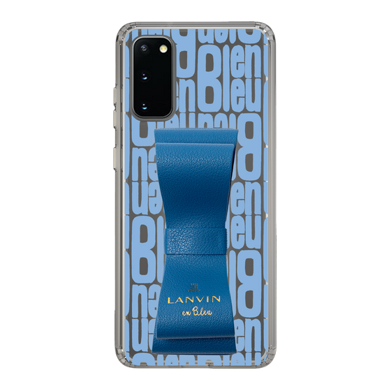 スリムプロテクションケース LANVIN en Bleu - STAND & RING RIBBON Navy［ LANVIN en Bleu - Logo Pattern - Blue ］