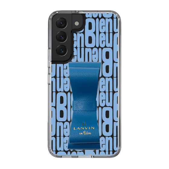 スリムプロテクションケース LANVIN en Bleu - STAND & RING RIBBON Navy［ LANVIN en Bleu - Logo Pattern - Blue ］