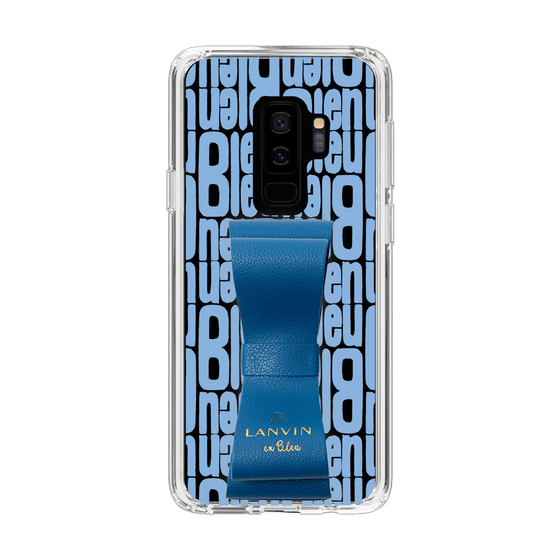 スリムプロテクションケース LANVIN en Bleu - STAND & RING RIBBON Navy［ LANVIN en Bleu - Logo Pattern - Blue ］