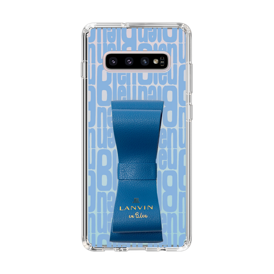 スリムプロテクションケース LANVIN en Bleu - STAND & RING RIBBON Navy［ LANVIN en Bleu - Logo Pattern - Blue ］