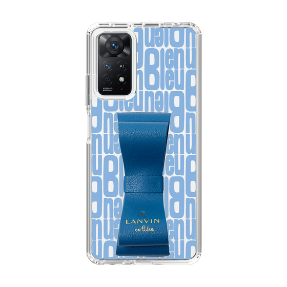 スリムプロテクションケース LANVIN en Bleu - STAND & RING RIBBON Navy［ LANVIN en Bleu - Logo Pattern - Blue ］