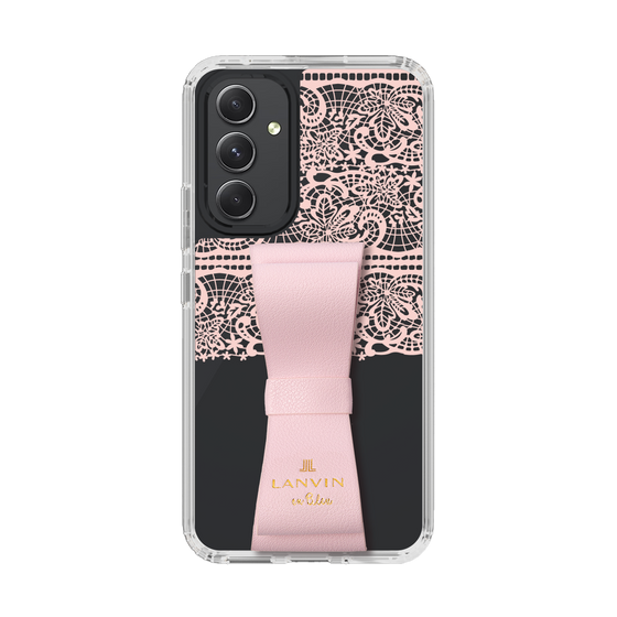スリムプロテクションケース LANVIN en Bleu - STAND & RING RIBBON Sakura Pink［ LANVIN en Bleu - Lace - Pink ］