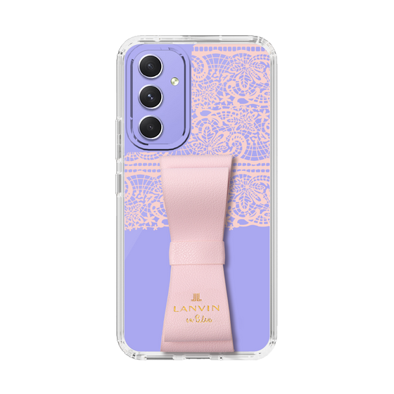 スリムプロテクションケース LANVIN en Bleu - STAND & RING RIBBON Sakura Pink［ LANVIN en Bleu - Lace - Pink ］