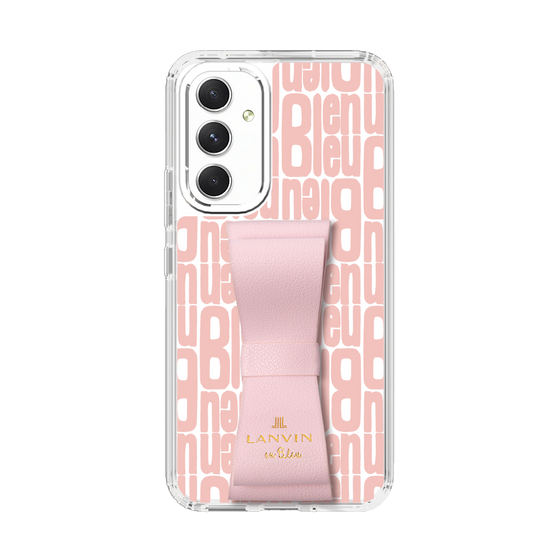 スリムプロテクションケース LANVIN en Bleu - STAND & RING RIBBON Sakura Pink［ LANVIN en Bleu - Logo Pattern - Pink ］