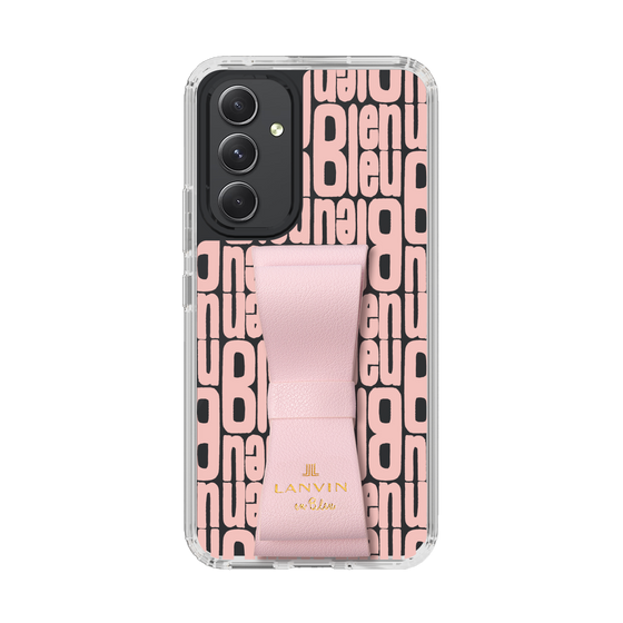 スリムプロテクションケース LANVIN en Bleu - STAND & RING RIBBON Sakura Pink［ LANVIN en Bleu - Logo Pattern - Pink ］