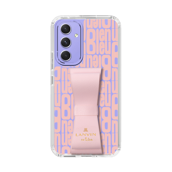 スリムプロテクションケース LANVIN en Bleu - STAND & RING RIBBON Sakura Pink［ LANVIN en Bleu - Logo Pattern - Pink ］