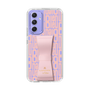 スリムプロテクションケース LANVIN en Bleu - STAND & RING RIBBON Sakura Pink［ LANVIN en Bleu - Logo Pattern - Pink ］