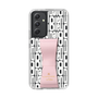 スリムプロテクションケース LANVIN en Bleu - STAND & RING RIBBON Sakura Pink［ LANVIN en Bleu - Logo Pattern - White ］