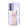 スリムプロテクションケース LANVIN en Bleu - STAND & RING RIBBON Sakura Pink［ LANVIN en Bleu - Logo Pattern - White ］