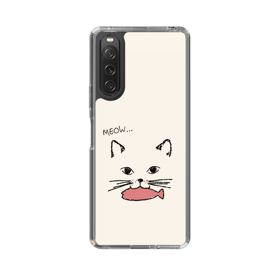 スリムプロテクションケース［ 食いしん坊なねこ - White ］