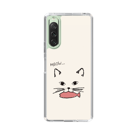 スリムプロテクションケース［ 食いしん坊なねこ - White ］