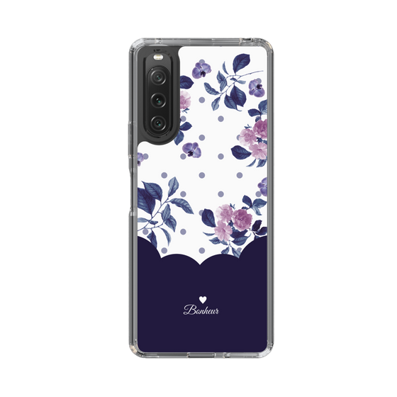 スリムプロテクションケース［ ツインドットフラワー - Navy ］