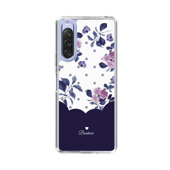 スリムプロテクションケース［ ツインドットフラワー - Navy ］