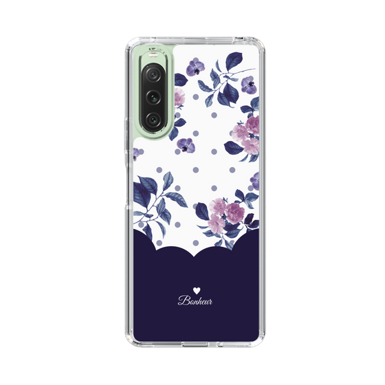 スリムプロテクションケース［ ツインドットフラワー - Navy ］