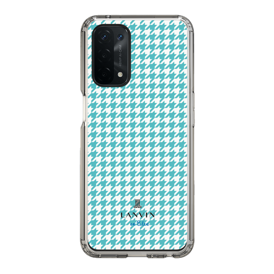 スリムプロテクションケース［ Houndstooth Pattern Blue with LANVIN en Bleu logo- ランバン 千鳥格子柄 ブルー ］