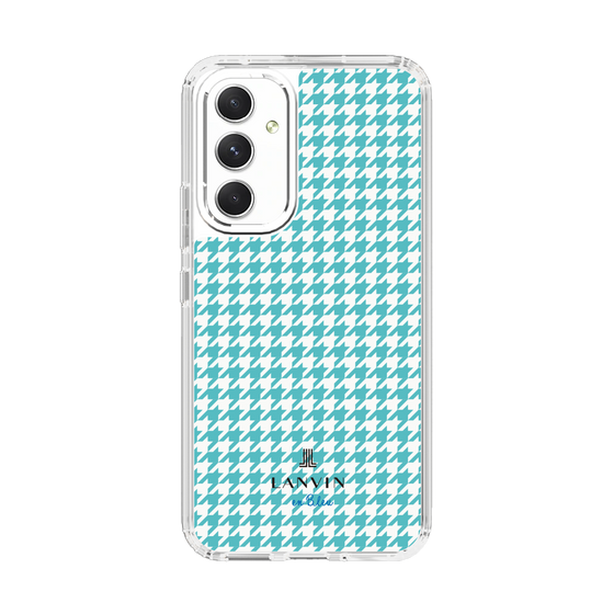スリムプロテクションケース［ Houndstooth Pattern Blue with LANVIN en Bleu logo- ランバン 千鳥格子柄 ブルー ］