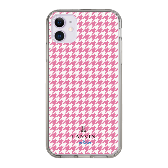 スリムプロテクションケース［ Houndstooth Pattern Pink with LANVIN en Bleu logo- ランバン 千鳥格子柄 ピンク ］