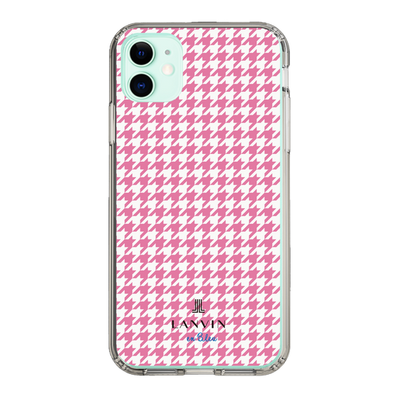 スリムプロテクションケース［ Houndstooth Pattern Pink with LANVIN en Bleu logo- ランバン 千鳥格子柄 ピンク ］