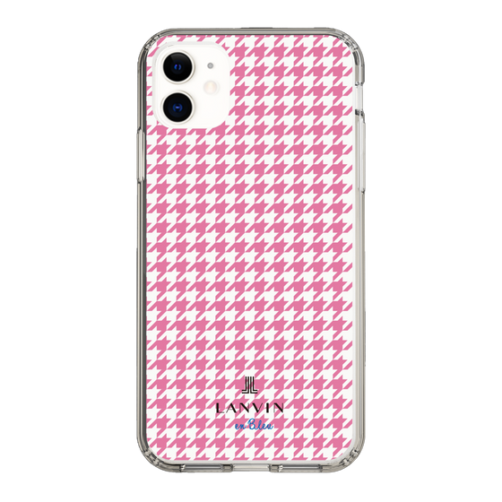 スリムプロテクションケース［ Houndstooth Pattern Pink with LANVIN en Bleu logo- ランバン 千鳥格子柄 ピンク ］