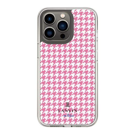 スリムプロテクションケース［ Houndstooth Pattern Pink with LANVIN en Bleu logo- ランバン 千鳥格子柄 ピンク ］