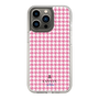 スリムプロテクションケース［ Houndstooth Pattern Pink with LANVIN en Bleu logo- ランバン 千鳥格子柄 ピンク ］