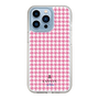 スリムプロテクションケース［ Houndstooth Pattern Pink with LANVIN en Bleu logo- ランバン 千鳥格子柄 ピンク ］