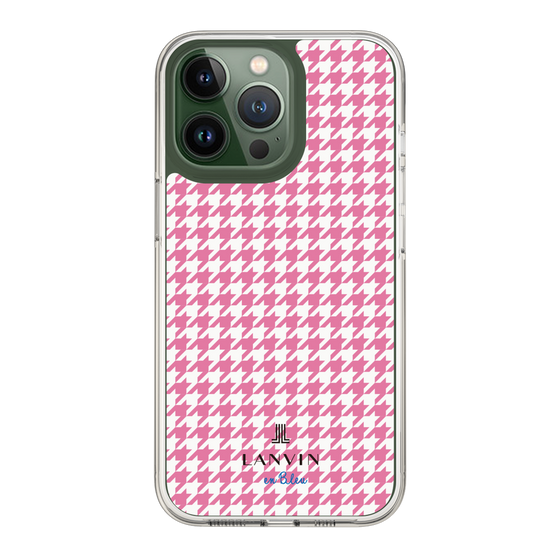 スリムプロテクションケース［ Houndstooth Pattern Pink with LANVIN en Bleu logo- ランバン 千鳥格子柄 ピンク ］